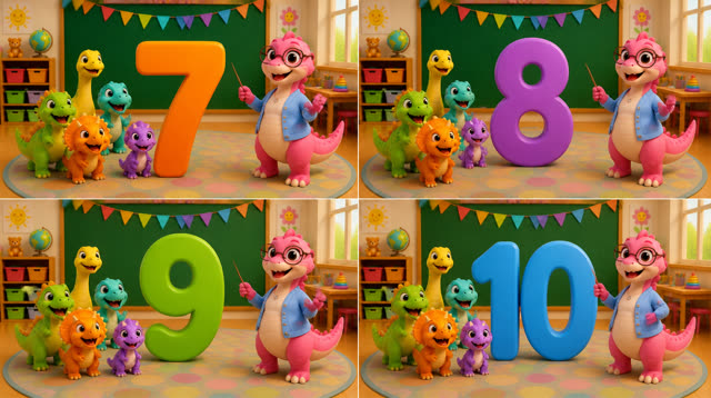 Scene 34 - Five Little Dinos Learn to Count | Numbers 1–10