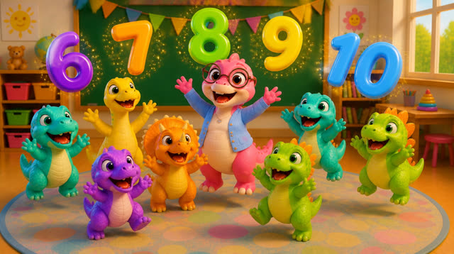 Scene 38 - Five Little Dinos Learn to Count | Numbers 1–10