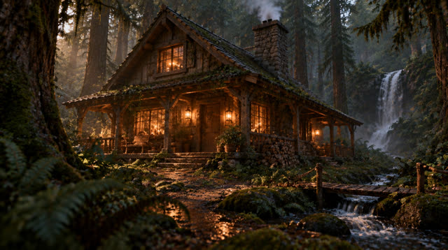 Scene 11 - Rainfall in the Ancient Forest Cabin