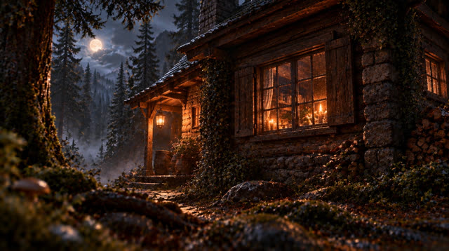 Scene 23 - Rainfall in the Ancient Forest Cabin