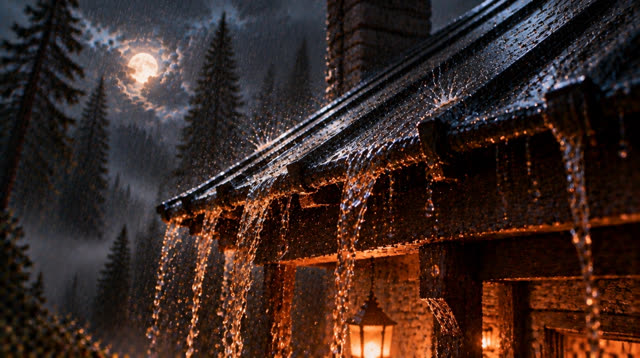 Scene 32 - Rainfall in the Ancient Forest Cabin