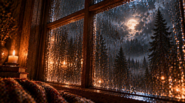 Scene 34 - Rainfall in the Ancient Forest Cabin