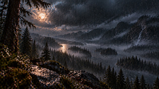 Scene 36 - Rainfall in the Ancient Forest Cabin