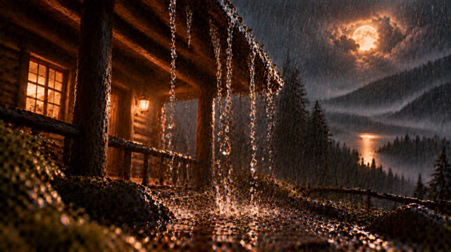 Scene 46 - Rainfall in the Ancient Forest Cabin