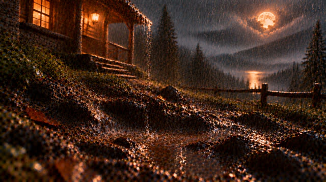 Scene 49 - Rainfall in the Ancient Forest Cabin