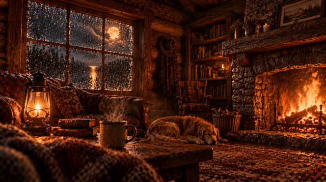 Scene 50 - Rainfall in the Ancient Forest Cabin