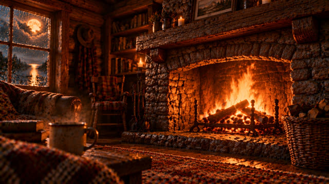 Scene 53 - Rainfall in the Ancient Forest Cabin