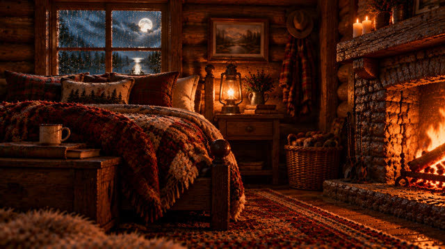 Scene 57 - Rainfall in the Ancient Forest Cabin