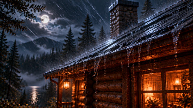 Scene 59 - Rainfall in the Ancient Forest Cabin