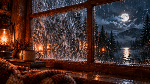 Scene 60 - Rainfall in the Ancient Forest Cabin