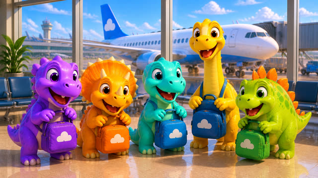 Scene 4 - Five Little Dinos Fly in an Airplane