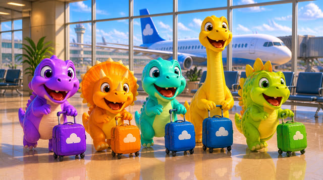 Scene 5 - Five Little Dinos Fly in an Airplane