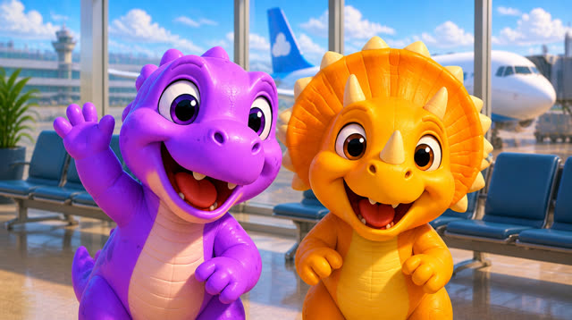 Scene 6 - Five Little Dinos Fly in an Airplane