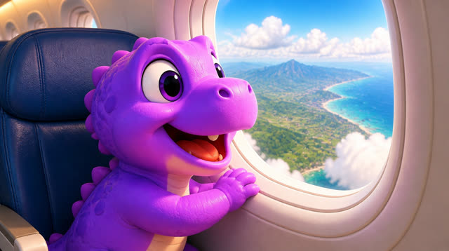 Scene 29 - Five Little Dinos Fly in an Airplane