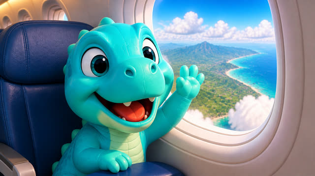 Scene 31 - Five Little Dinos Fly in an Airplane