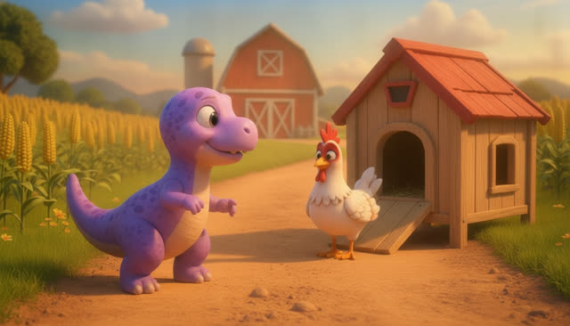 Scene 8 - FIVE LITTLE DINOS GO TO THE FARM