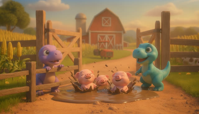 Scene 14 - FIVE LITTLE DINOS GO TO THE FARM