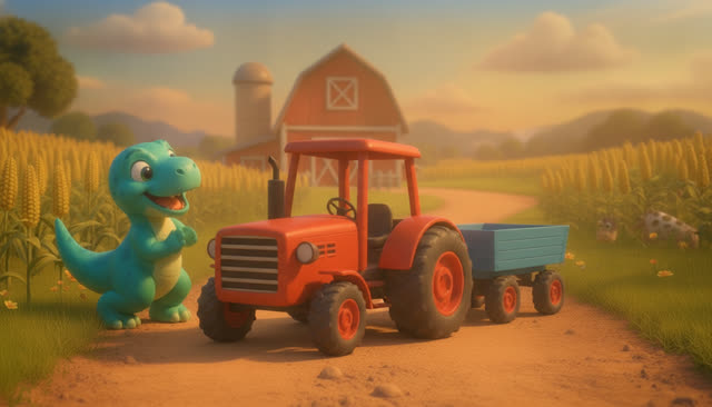 Scene 16 - FIVE LITTLE DINOS GO TO THE FARM