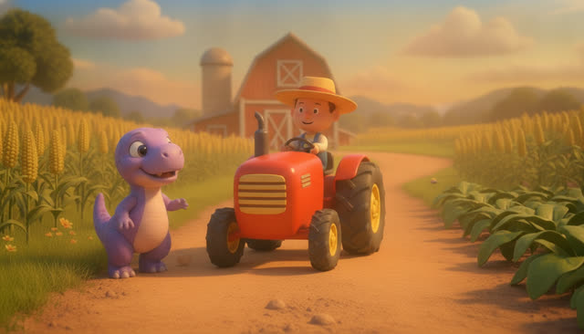 Scene 17 - FIVE LITTLE DINOS GO TO THE FARM