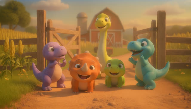 Scene 19 - FIVE LITTLE DINOS GO TO THE FARM