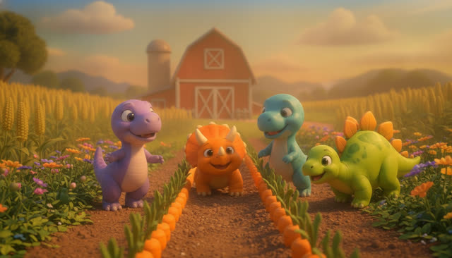Scene 21 - FIVE LITTLE DINOS GO TO THE FARM