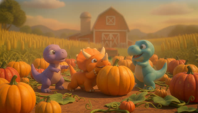 Scene 22 - FIVE LITTLE DINOS GO TO THE FARM