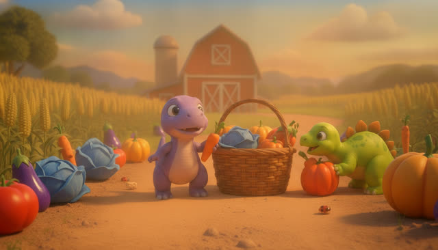 Scene 23 - FIVE LITTLE DINOS GO TO THE FARM