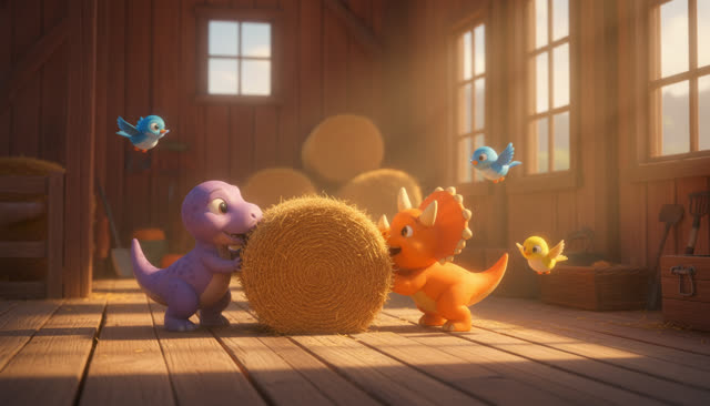 Scene 25 - FIVE LITTLE DINOS GO TO THE FARM