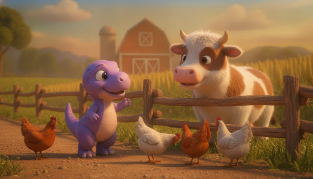 Scene 26 - FIVE LITTLE DINOS GO TO THE FARM