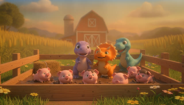 Scene 27 - FIVE LITTLE DINOS GO TO THE FARM