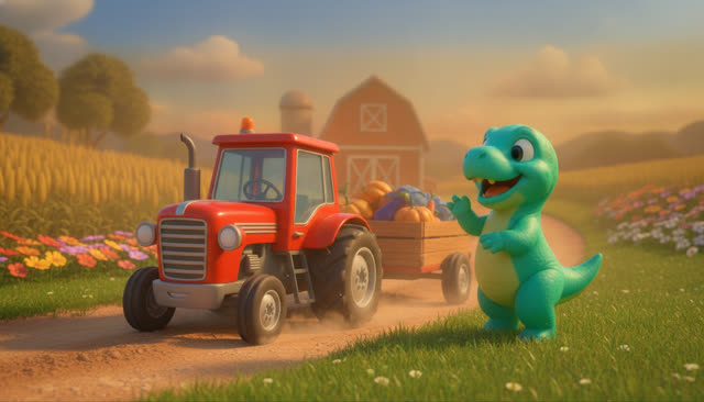 Scene 28 - FIVE LITTLE DINOS GO TO THE FARM