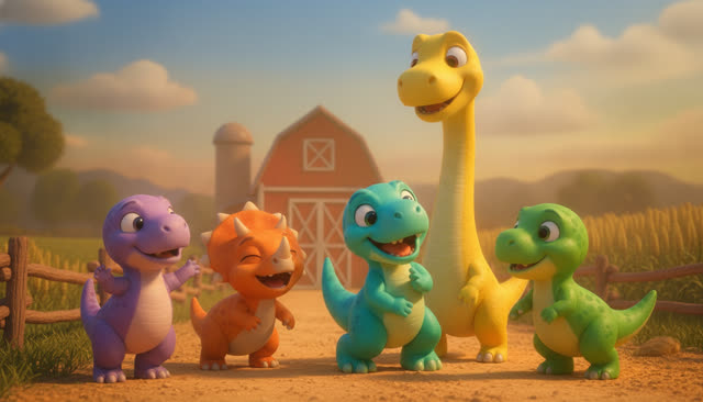Scene 29 - FIVE LITTLE DINOS GO TO THE FARM