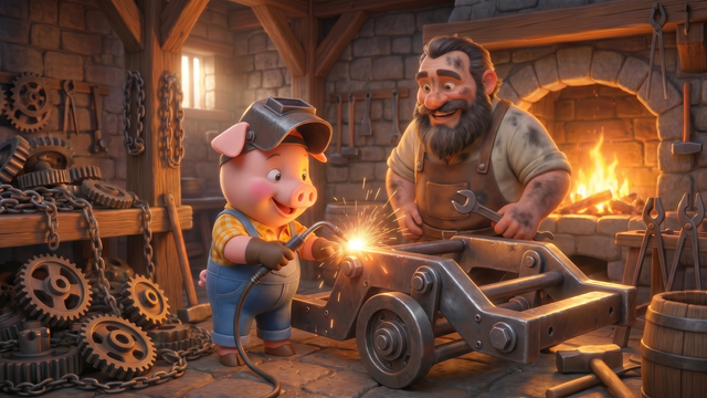 Les trois petits cochons et leurs véhicules