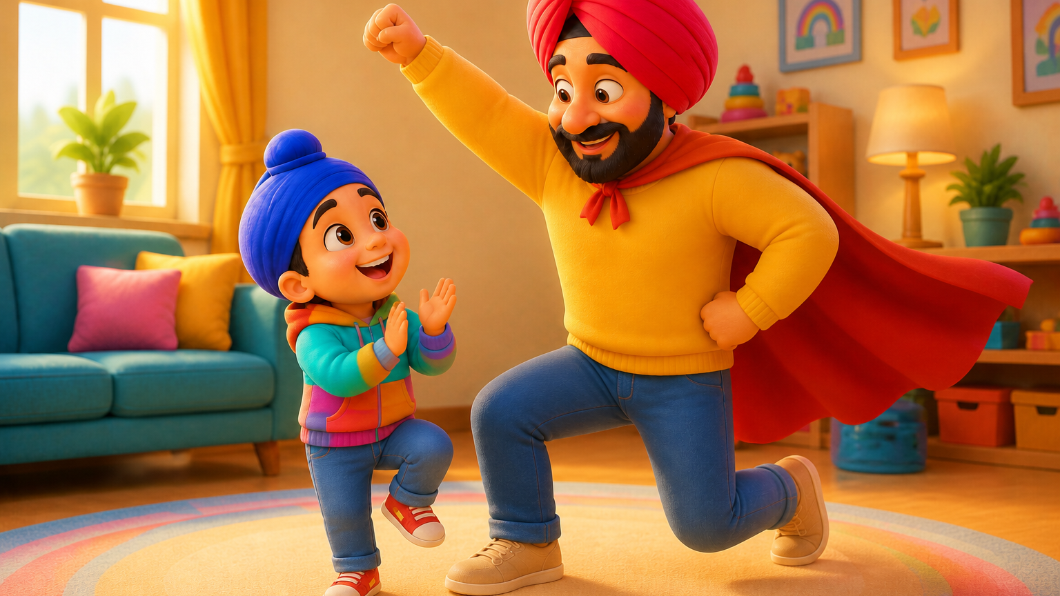 Mere Papa Super Papa 💙 | Father’s Day Punjabi Kids Rhyme | TinyTale Town Punjabi