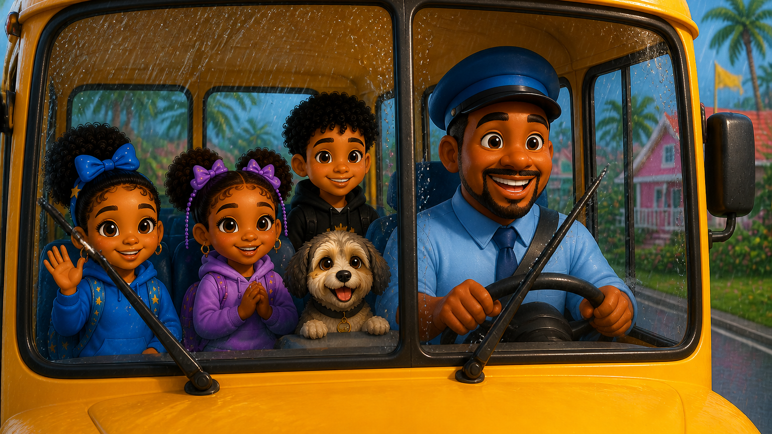 The Wheels on the Bus | Round and Round on the Soca Bus